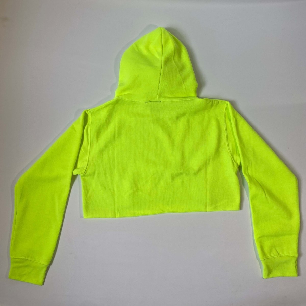 Misguided Crop Top Hoodie - Neon Yellow