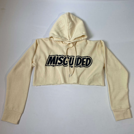 Misguided Crop Top Hoodie - Off White