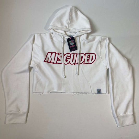 Misguided Crop Top Hoodie - White