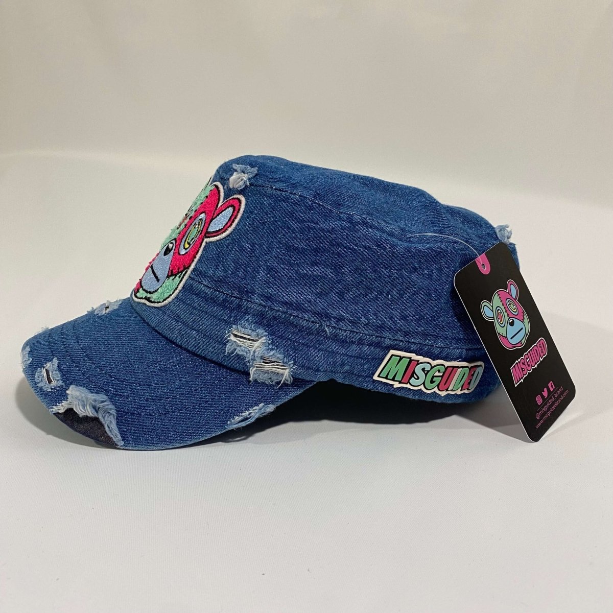 Misguided Distressed Cadet Hat - Denim