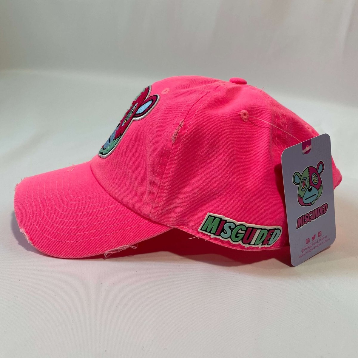 Misguided Distressed Dad Hat - Neon Pink