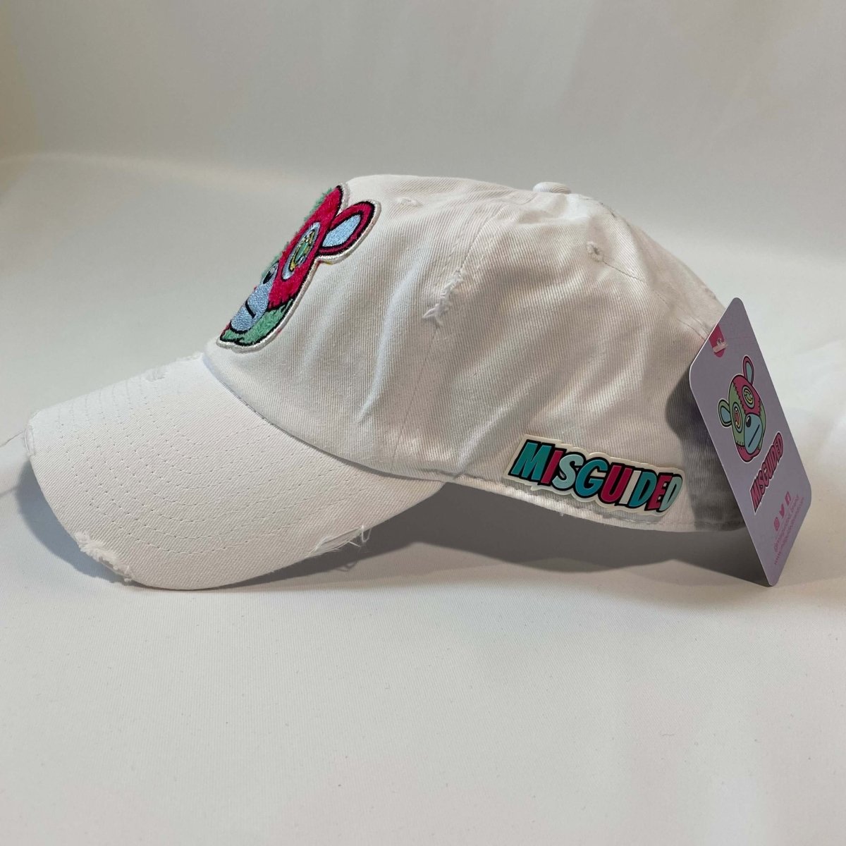 Misguided Distressed Dad Hat - White