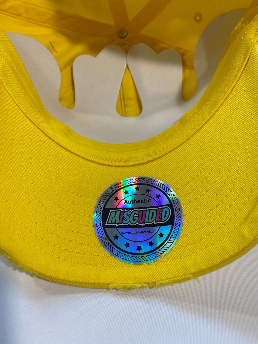 Misguided Distressed Dad Hat - Yellow
