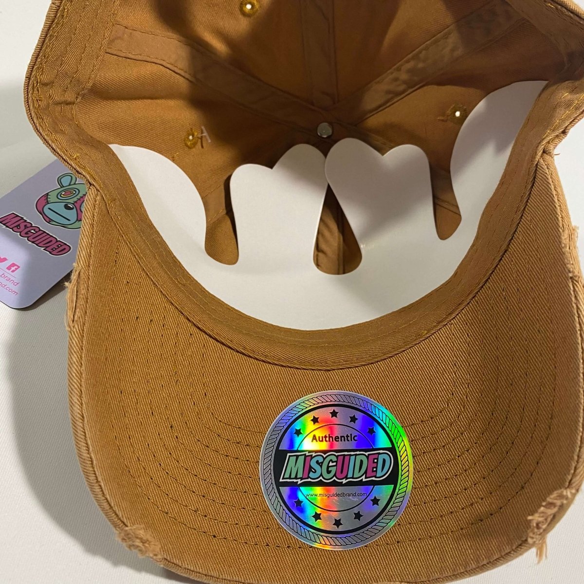 Misguided (Loud Hands) Distressed Dad Hat - Brown