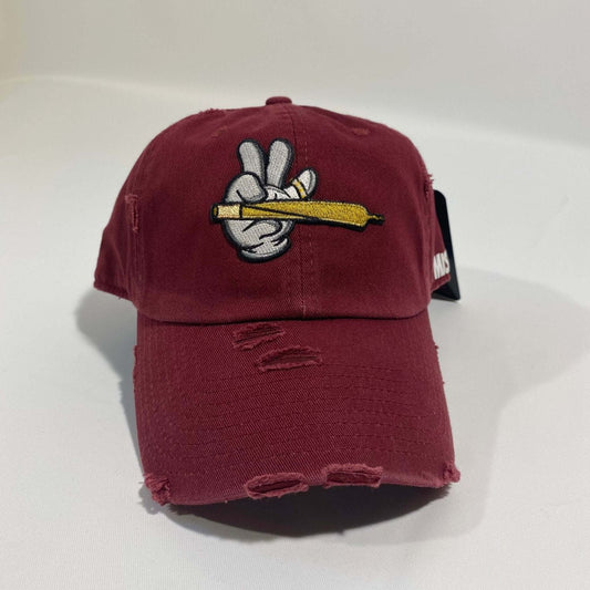 Misguided (Loud Hands) Distressed Dad Hat - Burgundy