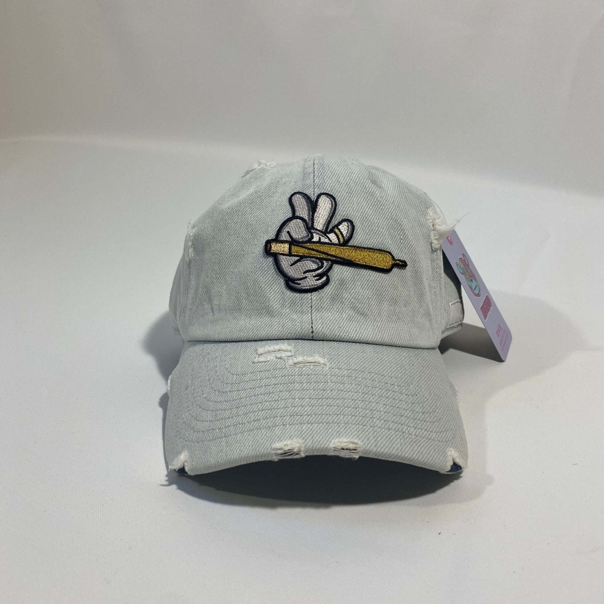 Misguided (Loud Hands) Distressed Dad Hat - Light Denim