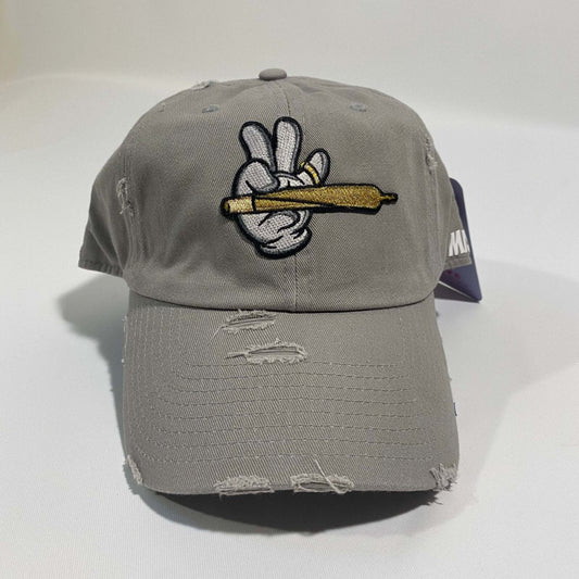 Misguided (Loud Hands) Distressed Dad Hat - Light Grey