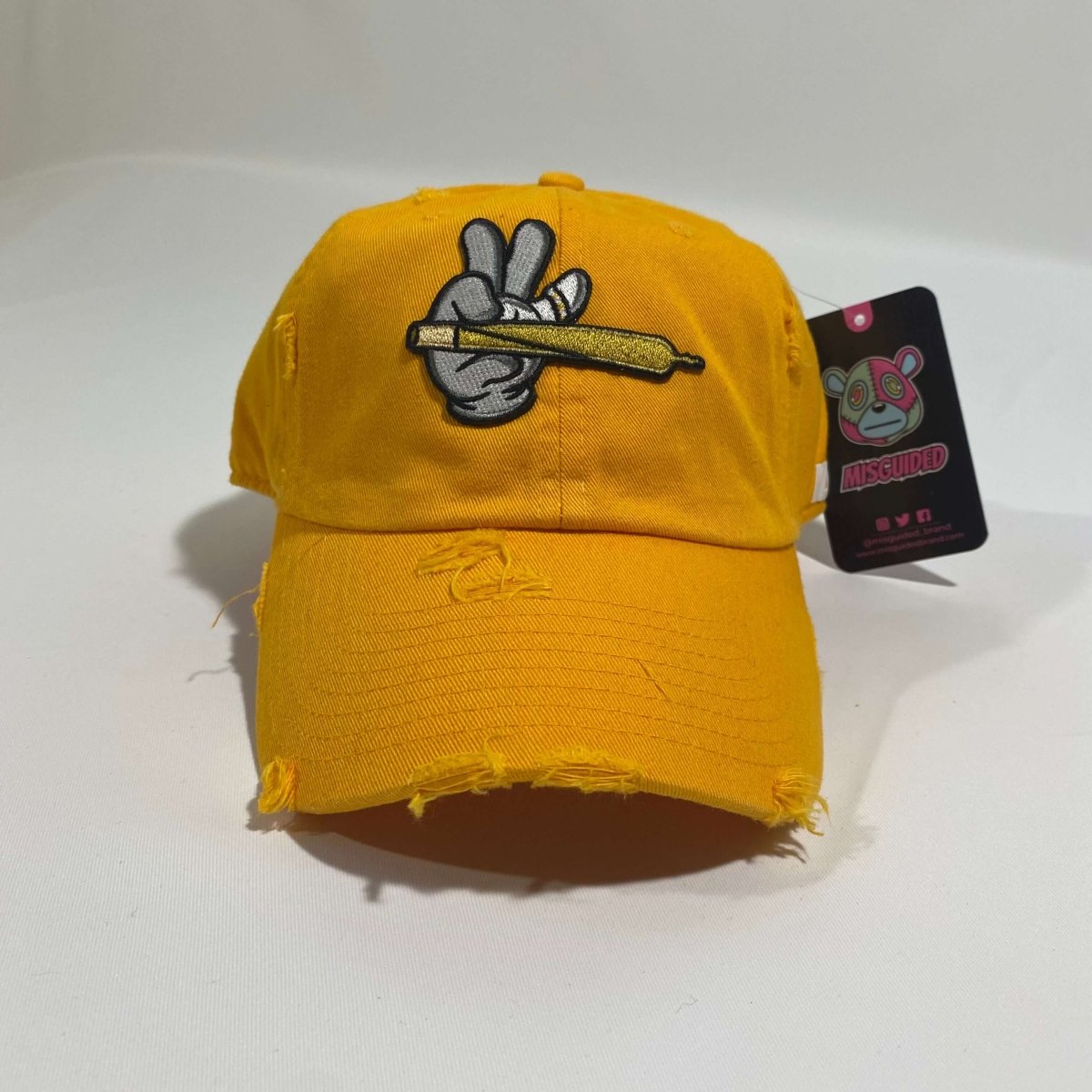 Misguided (Loud Hands) Distressed Dad Hat - Mustard