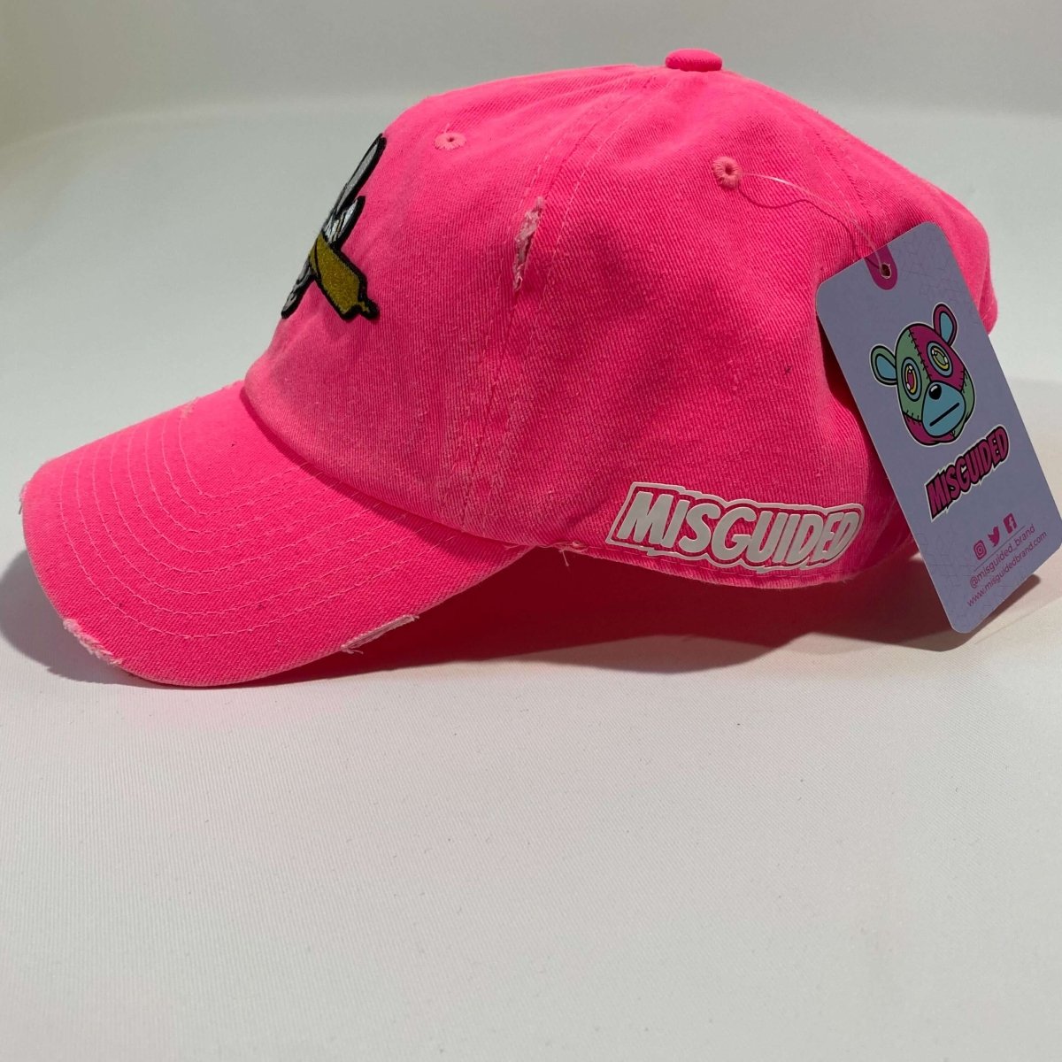 Misguided (Loud Hands) Distressed Dad Hat - Neon Pink