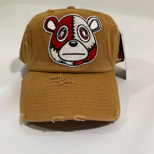 Misguided (Red Oreo 6's) Distressed Dad Hat - Brown