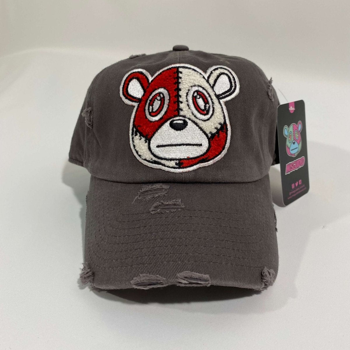 Misguided (Red Oreo 6's) Distressed Dad Hat - Dark Grey