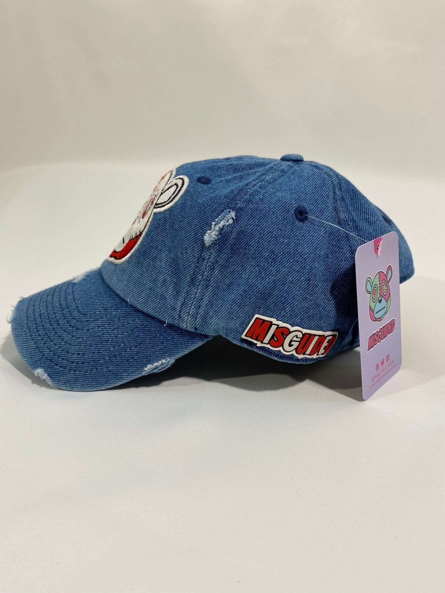 Misguided (Red Oreo 6's) Distressed Dad Hat - Denim