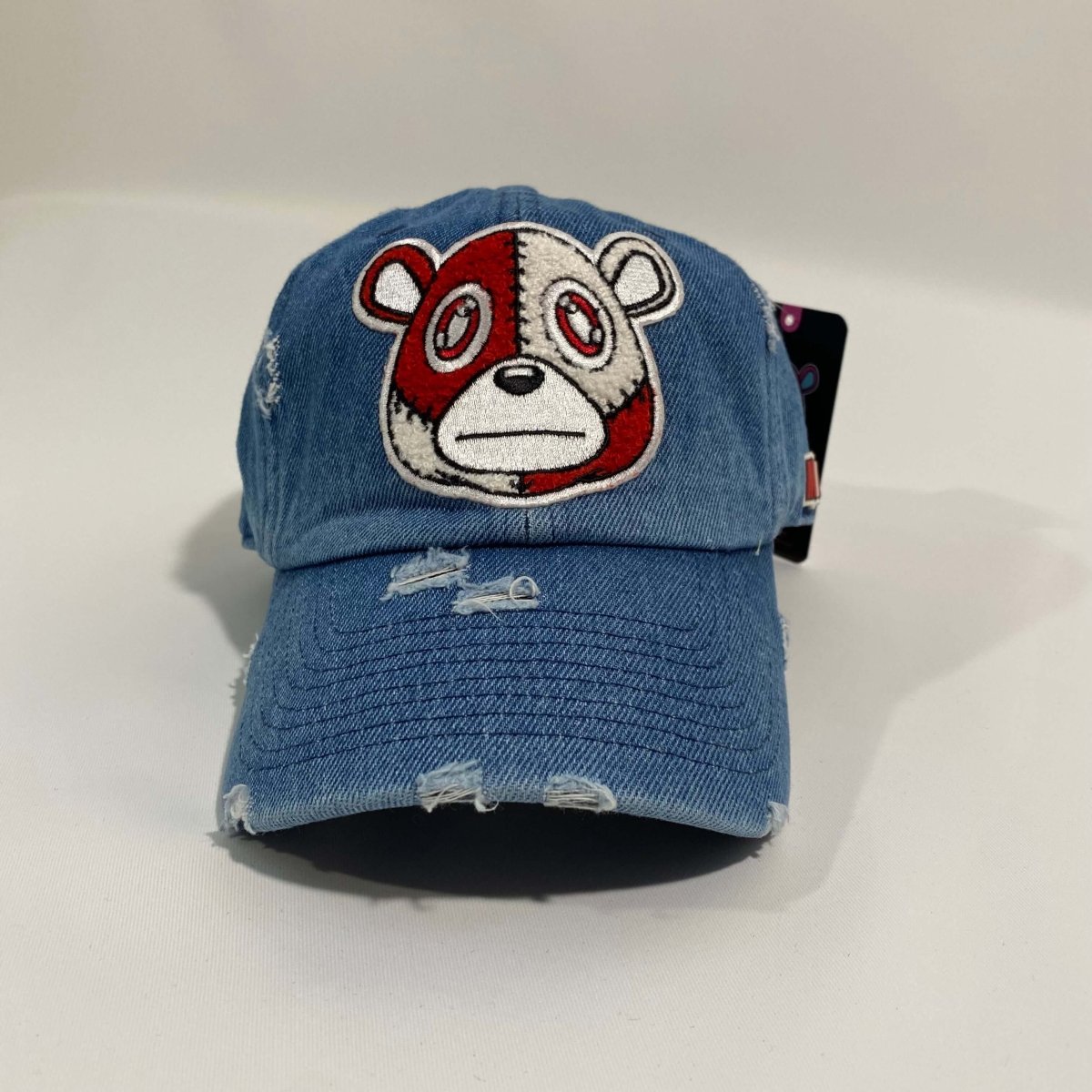 Misguided (Red Oreo 6's) Distressed Dad Hat - Denim