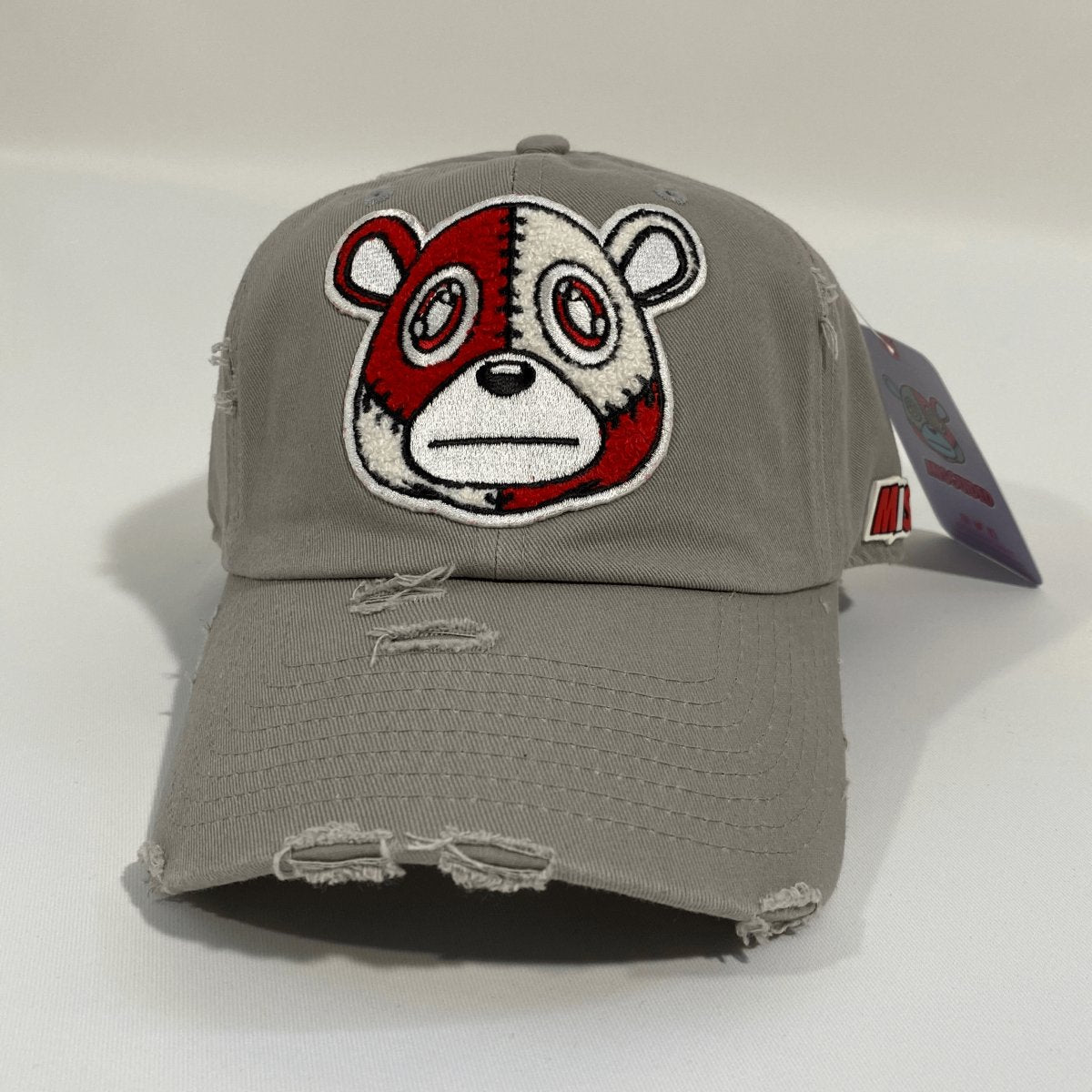 Misguided (Red Oreo 6's) Distressed Dad Hat - Grey