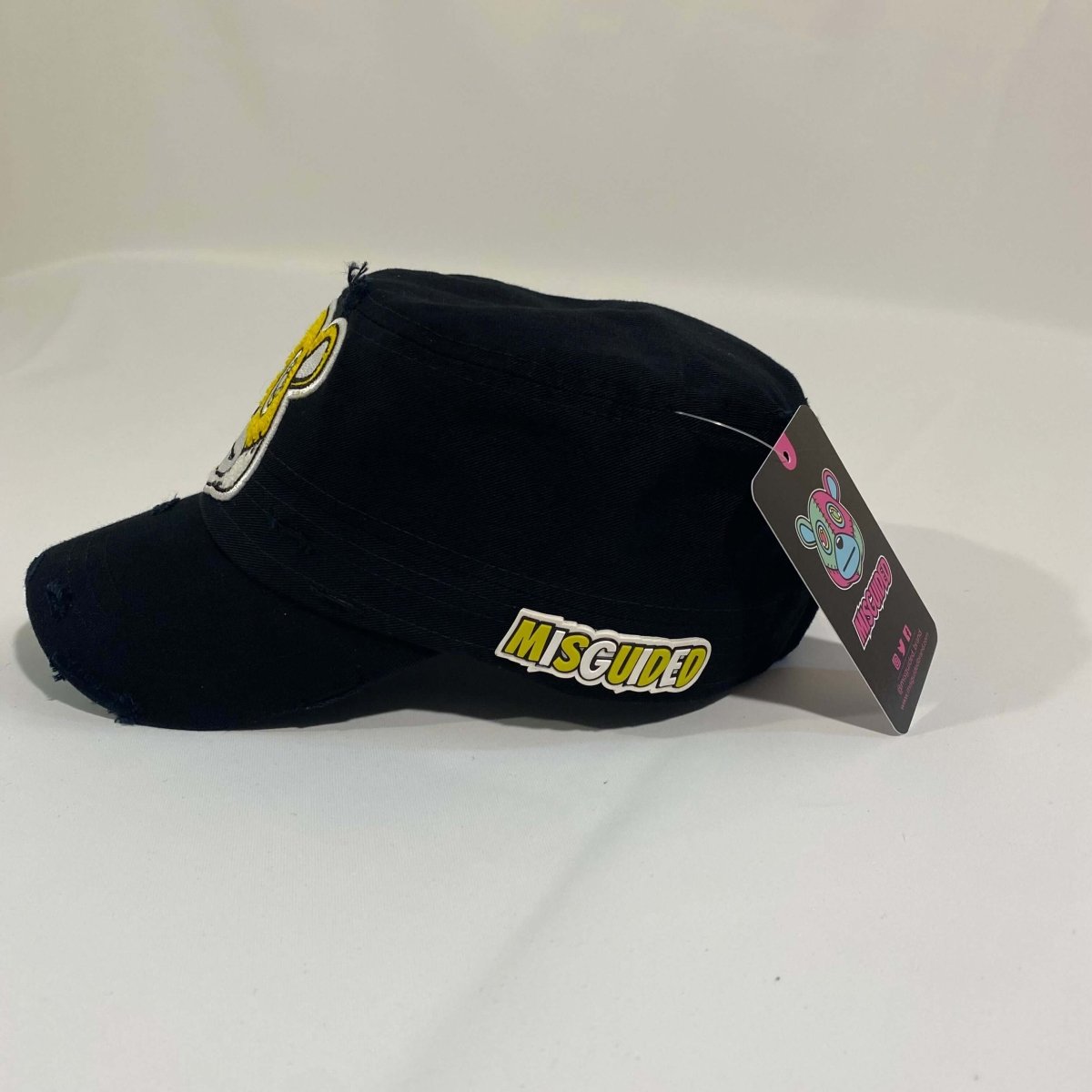Misguided (Retro 1 Taxi) Distressed Cadet Hat - Black