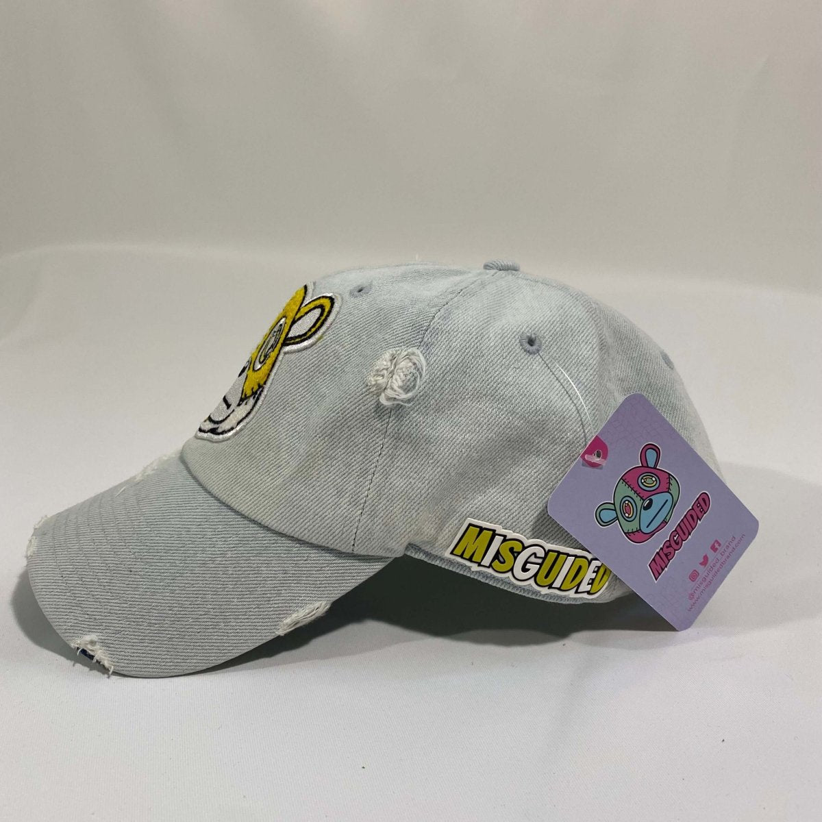 Misguided (Retro 1 Taxi) Distressed Dad Hat - Light Denim