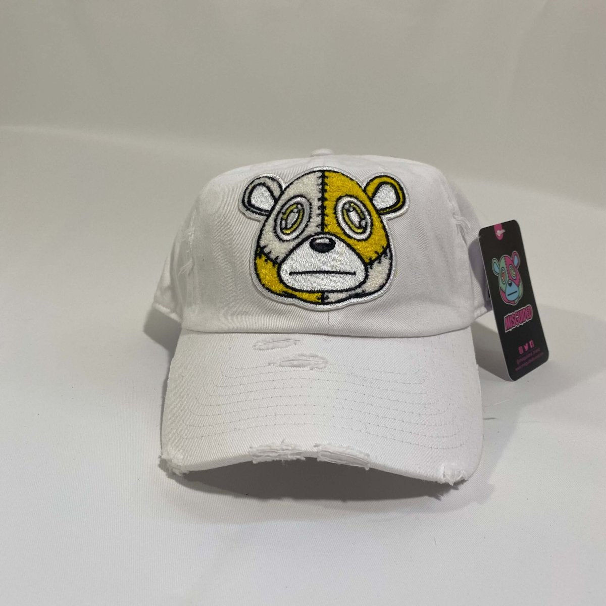 Misguided (Retro 1 Taxi) Distressed Dad Hat - White
