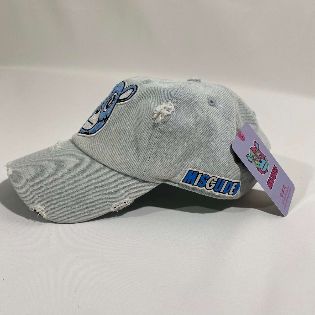 Misguided (UNC 6's) Distressed Dad Hat - Light Denim