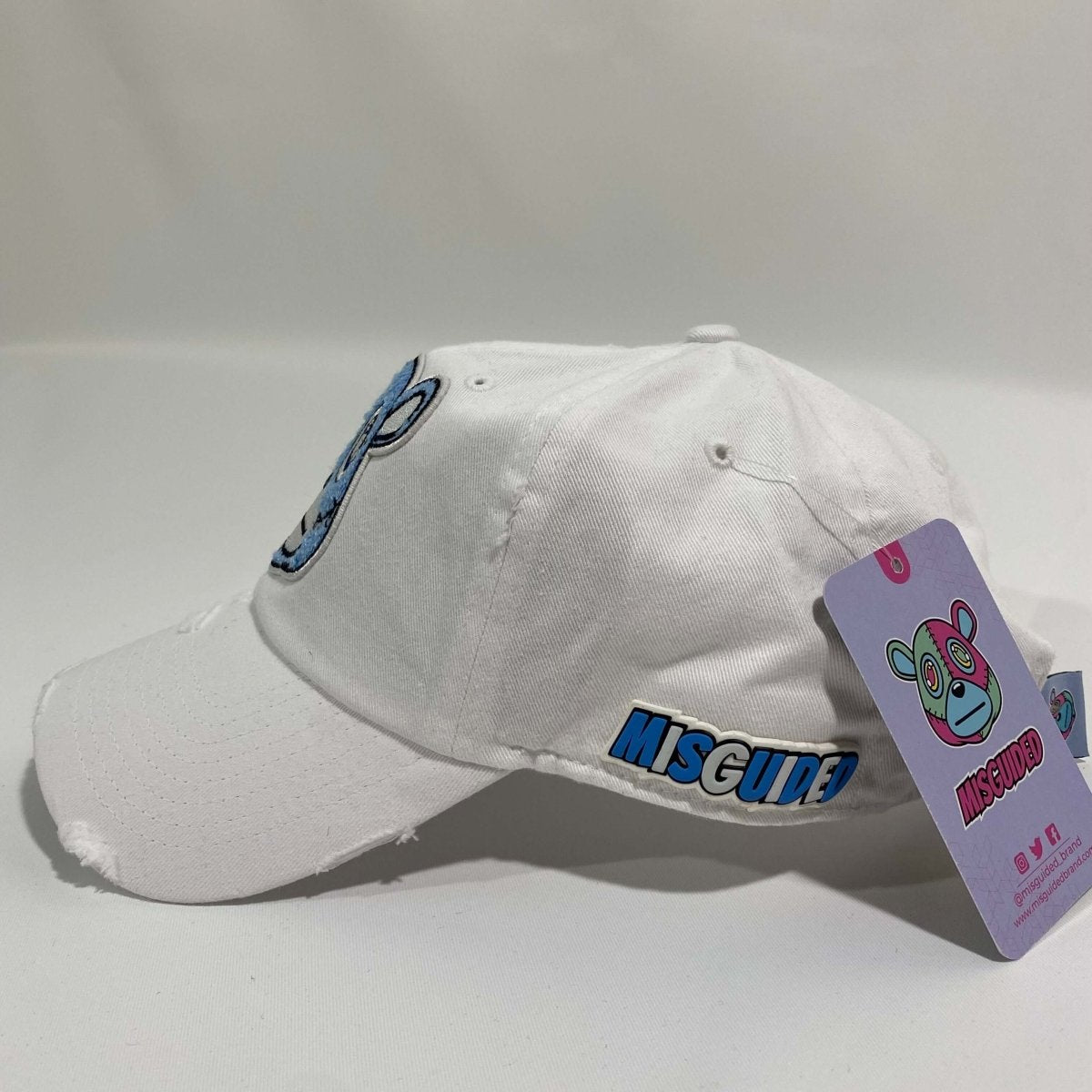 Misguided (UNC 6's) Distressed Dad Hat - White