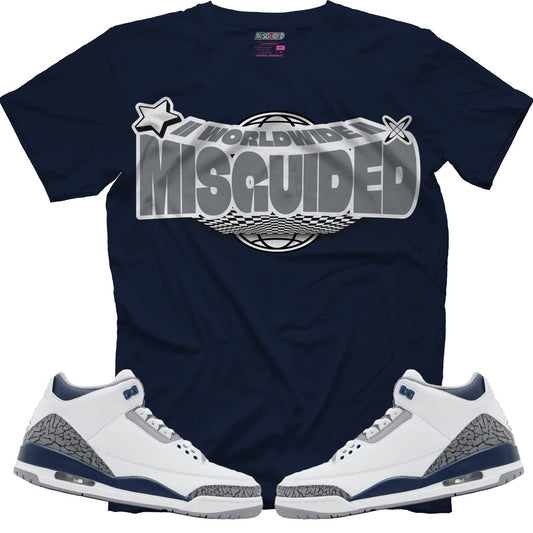 Misguided Worldwide (Air Jordan 3 White Navy) T-Shirt