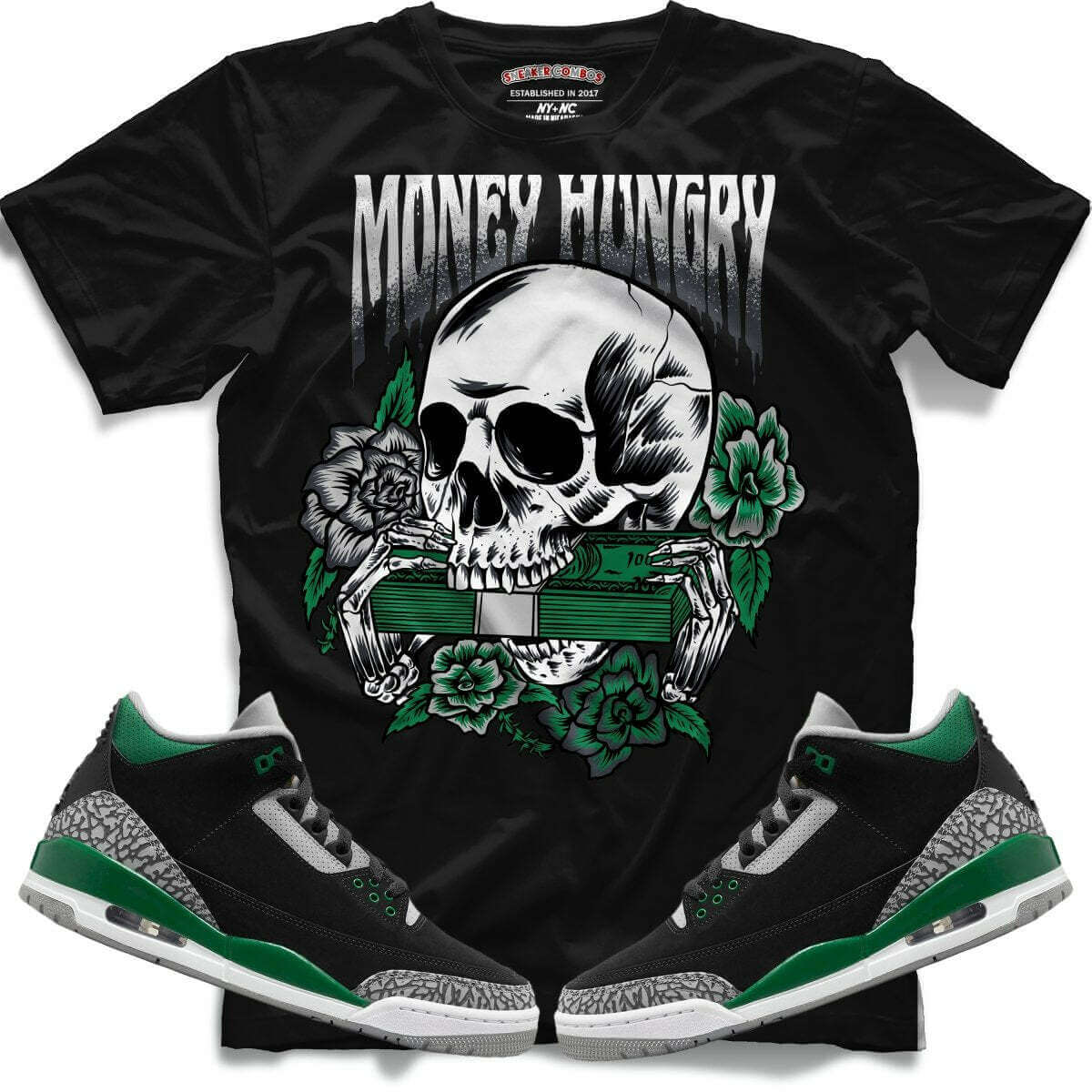 Money Hungry (Retro 3 Pine Green) T-Shirt