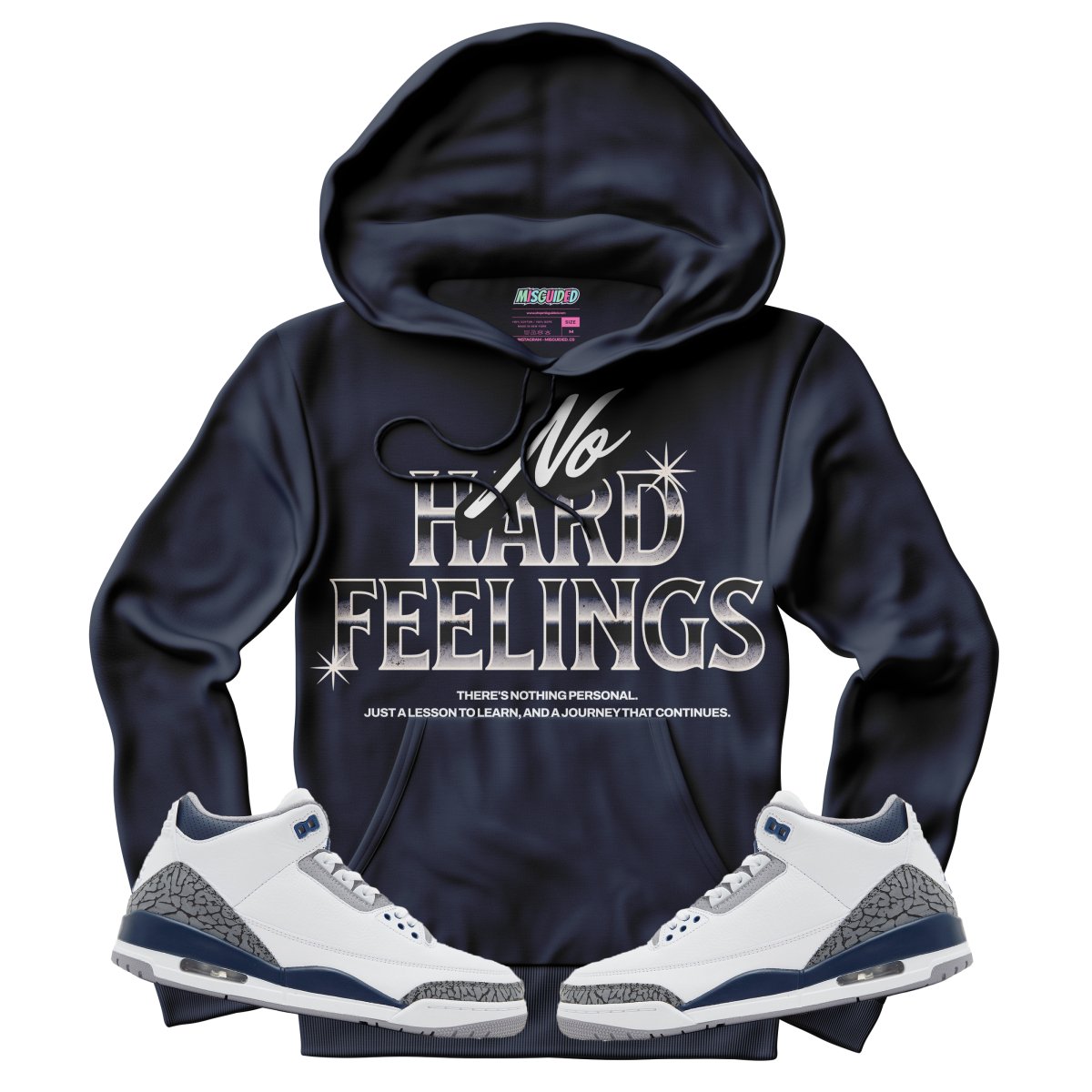 No Hard Feelings (Air Jordan 3 White Navy) Hoodie