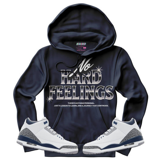 No Hard Feelings (Air Jordan 3 White Navy) Hoodie