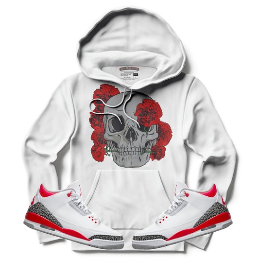 Skull Carnation (Retro 3 Fire Red) Hoodie
