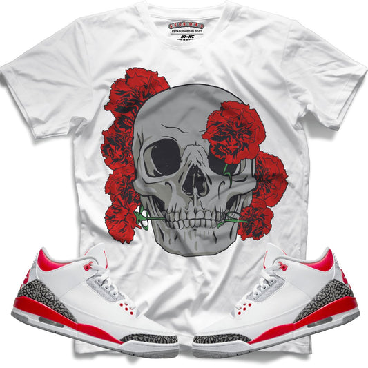 Skull Carnation (Retro 3 Fire Red) T-Shirt