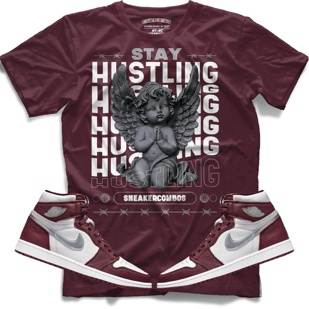 Stay Hustling (Retro 1 Bordeaux) T-Shirt