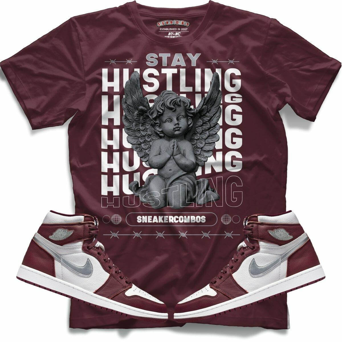 Stay Hustling (Retro 1 Bordeaux) T-Shirt