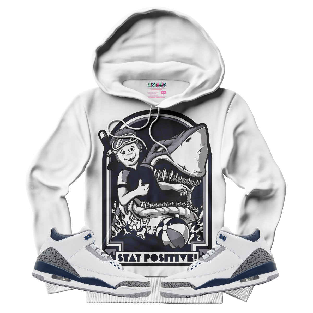Stay Positive (Air Jordan 3 White Navy) Hoodie