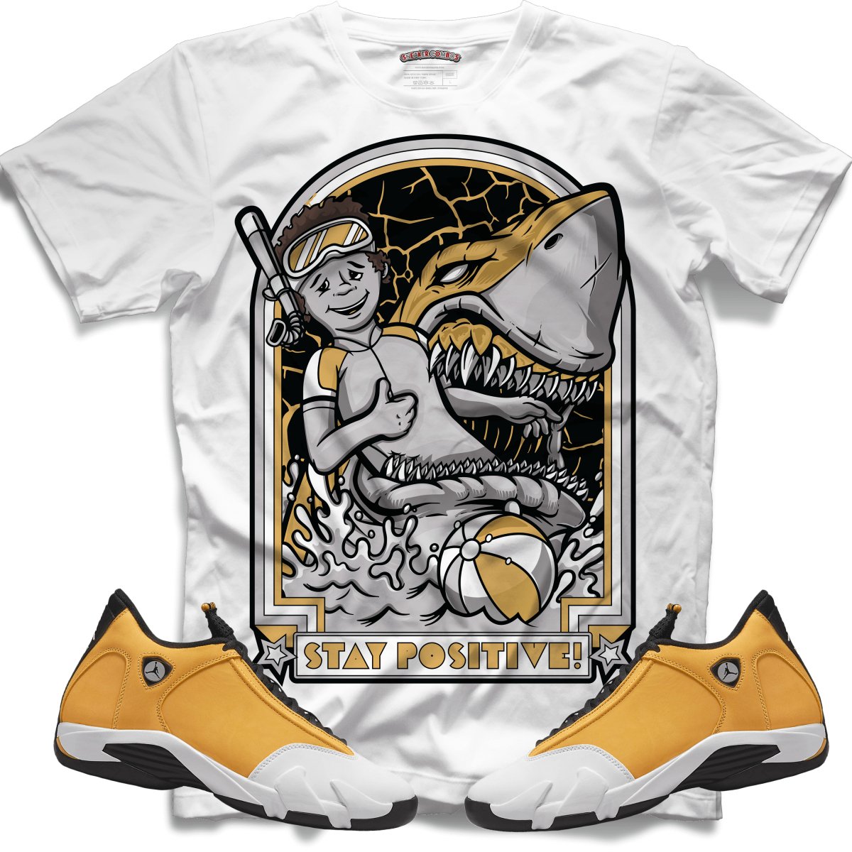 Stay Positive (Retro 14 Ginger) T-Shirt - White