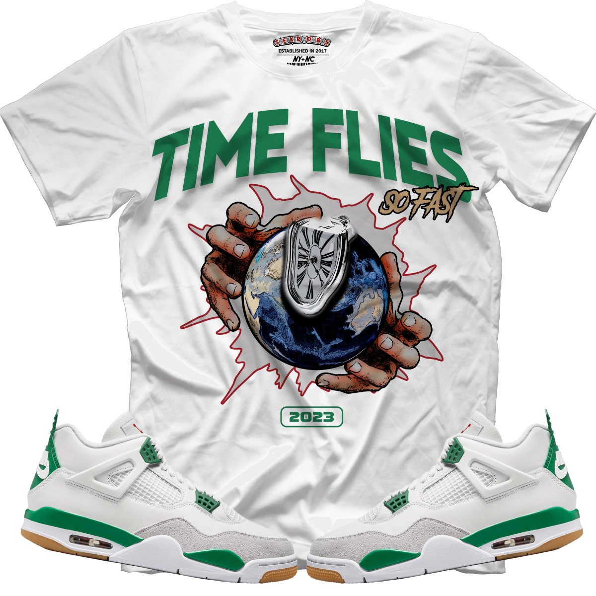 Time Flies (NIKE SB X AIR JORDAN 4 PINE GREEN) T-Shirt