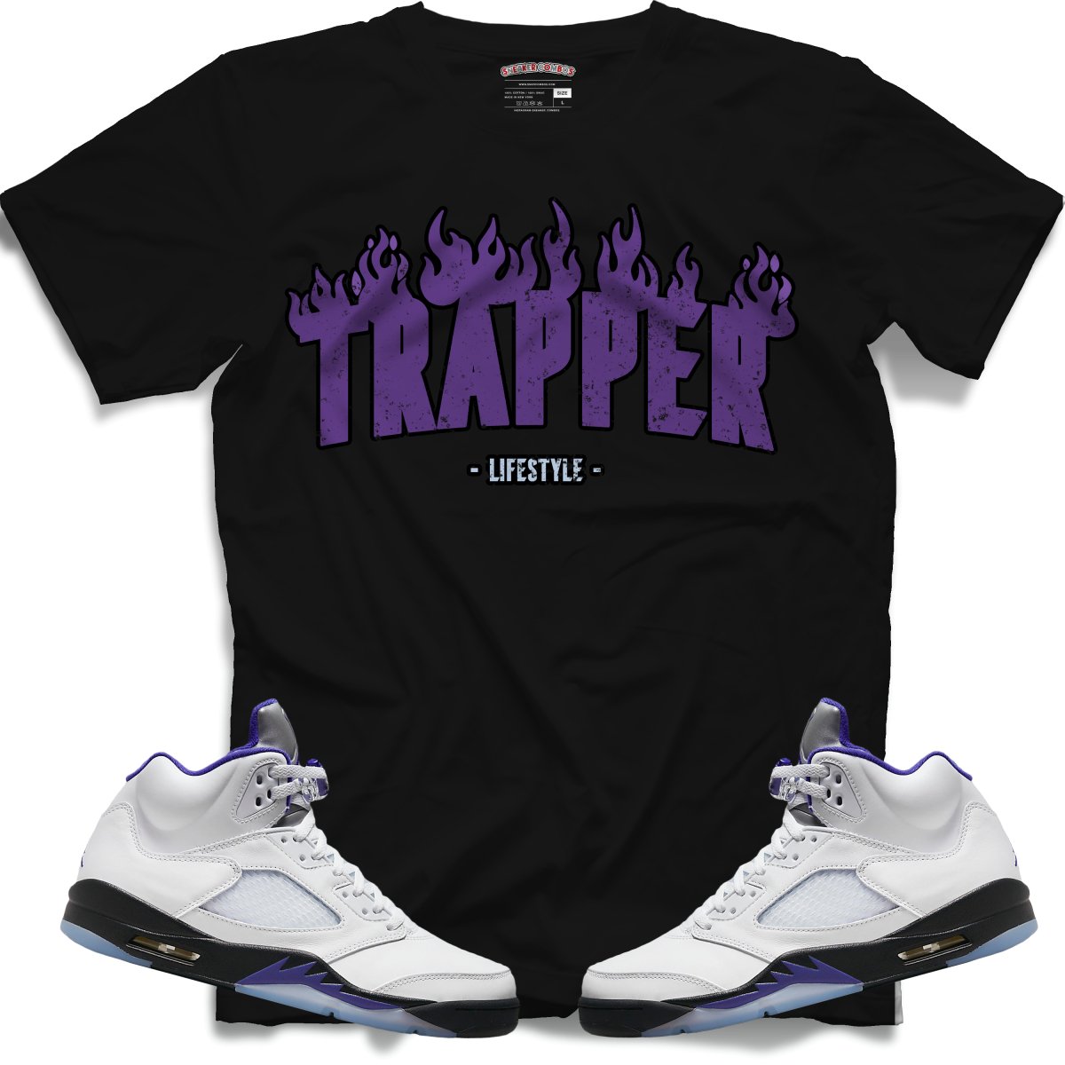 Trapper Lifestyle (Retro 5 Concord) T-Shirt - Black